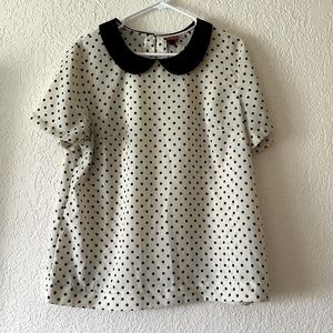 Merona Black and White Polka Dot Collared Blouse